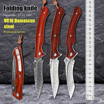VG10 Damaskus Blade, Карманные Ножи для Самообороны, инструмент EDC для Кемпинга, Тактический Охотничий Складной Нож для Выживания