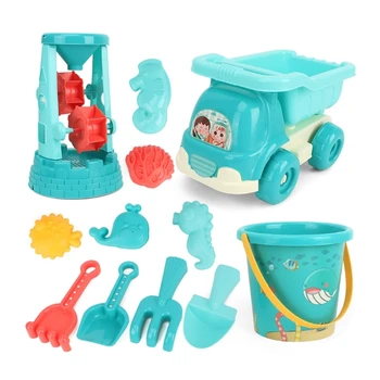 Игрушка из песка, включая колесо для песка, игрушечный грузовик, лопату, ведро, формочки, набор пляжных игрушек дропшиппинг