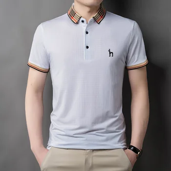 Летняя рубашка поло с высоким воротом от Hazzys, мужская футболка для гольфа свободного кроя, однотонная