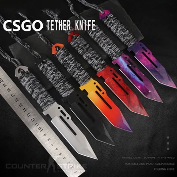 2022 Классический CS GO тактический стационарный нож для выживания, самообороны, походный нож с кожаными ножнами, изысканный инструмент