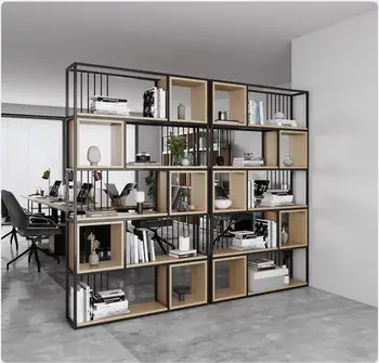 Скандинавский разделительный стеллаж гостиная в промышленном стиле, железный экран, простой пол, столовая, многоэтажная книжная полка