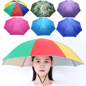 Для рыбалки на открытом воздухе, Складной зонт, Переносной головной зонтик, Шляпы, Солнцезащитный козырек, Непромокаемая шляпа, Пляжные Кепки, Регулируемые Шляпы