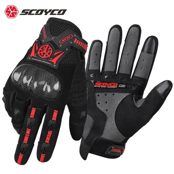 Мотоциклетные перчатки SCOYCO Из натуральной коровьей кожи, Мотоциклетные перчатки с сенсорным экраном, Водонепроницаемые перчатки для мотокросса, Зимние перчатки для езды на мотоцикле