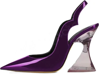 Фиолетовые Туфли-лодочки из лакированной кожи, Необычный Стиль, Туфли на шпильке, Женские Свадебные туфли на высоком Каблуке 2023, Zapatos Para Mujere