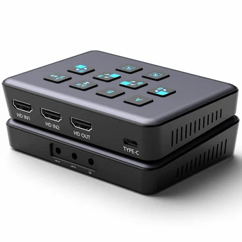 2-Канальный HDMI USB 3,0 Карта Видеозахвата PIP PBP Оборудование Видео Устройство с Петлевым Микшерным Переключателем для прямой трансляции и записи