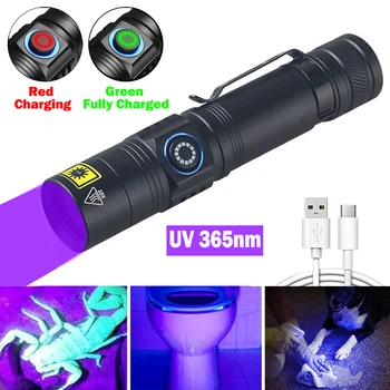 Мини 365nm 395NM УФ-Фонарик Ультрафиолетовый Blacklight USB Перезаряжаемый Фиолетовый Linternas Ковер Детектор Мочи домашних животных Поймать Скорпиона