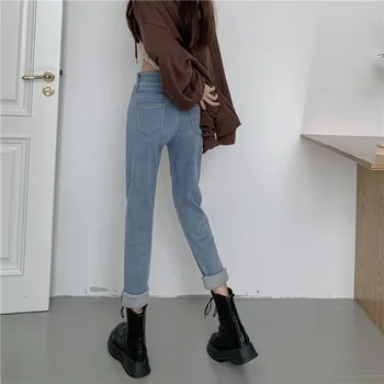 N5889 Новые модные универсальные эластичные узкие брюки с высокой талией, джинсы
