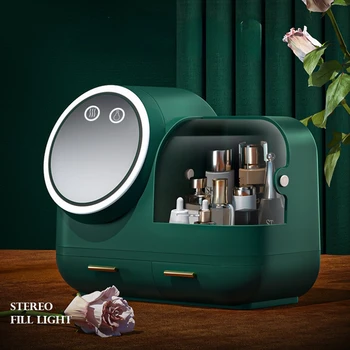 Роскошный прозрачный органайзер для макияжа со светодиодной подсветкой, коробка для хранения косметики, настольный органайзер, прозрачная коробка для макияжа, прямая поставка