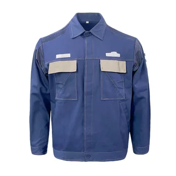 Весенне-Осенняя Хлопчатобумажная мужская униформа для мастерской темно-синего цвета, антистатическое пальто с длинным рукавом, Комплект Длинных брюк