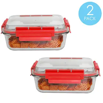 прямоугольный контейнер для хранения продуктов из боросиликатного стекла, защищенный от протечек и разливов, можно мыть в посудомоечной машине для приготовления пищи с герметичной крышкой