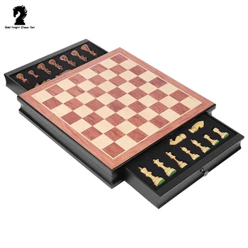 Шахматы в подарочной коробке высокого класса, массив дерева, большая шахматная доска, имитация нефрита, деревянные шахматные фигуры, шахматный ретро орнамент