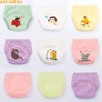 Anyongzu 3 шт./лот, высококачественные тренировочные брюки, обучающие штаны для младенцев, дышащая перегородка из чистого хлопка, 2018 новые моющиеся брюки для подгузников