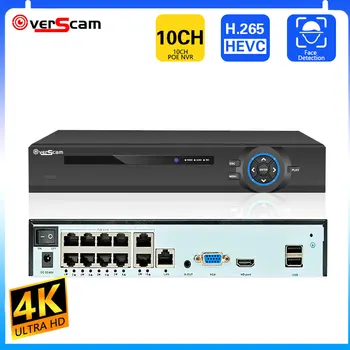 4k CCTV POE NVR 6CH/10CH 4K 8MP Для IEEE802.3af 48v POE IP камера Система Безопасности Xmeye Удаленный доступ Распознавание лица P2P H.265