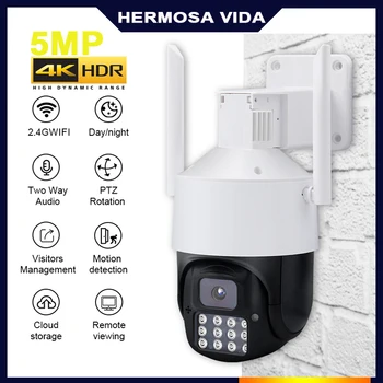 4K 8MP PTZ Wifi Камера Безопасности Наружный Искусственный Интеллект Обнаружение человека Ночное Видение 4-кратный Цифровой Зум IP66 Беспроводная камера видеонаблюдения