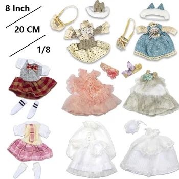 8 Дюймов Кукольная Одежда для 20 см 1/8 BJD Аксессуары для кукол Одеваются DIY Игрушки Кукла Хорошего Качества Модное Платье Для Девочки Подарок-сюрприз