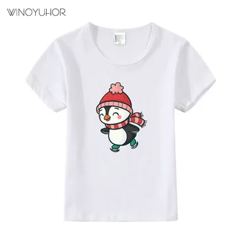 Детская футболка, футболка для мальчиков, Одежда для малышей, летняя футболка с короткими рукавами, Топы с мультяшным принтом Пингвина и животных