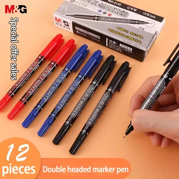 Маленький масляный маркер с двойной головкой, 3-цветной быстросохнущий масляный маркер, студенты используют художественный карандаш для рисования, офисный маркер, ручка 12 комплектов