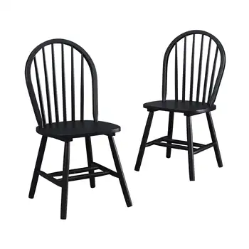 Обеденные стулья из массива дерева Autumn Lane Windsor, комплект из 2 предметов, черная отделка