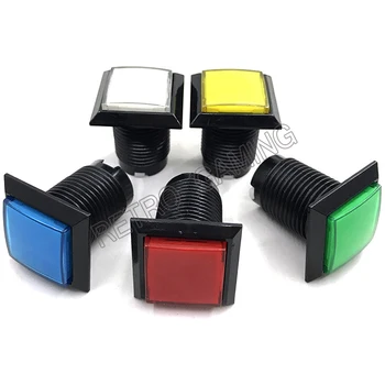 1 шт. квадратная аркадная кнопка 32 мм, кнопка со светодиодной подсветкой и микропереключателем для аркадных игр (DC 12V, 5 цветов)