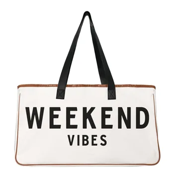 Холщовые сумки-тоут The Weekend Vibes, Женская Модная Универсальная спортивная сумка Большой емкости, Женская дорожная сумка для багажа Weekender