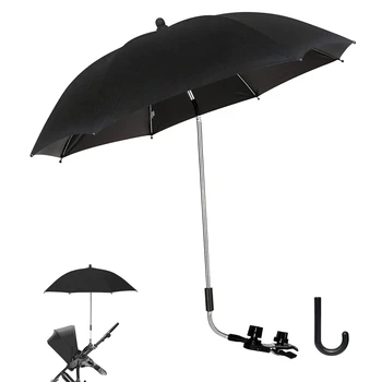 Защита от ультрафиолета, зонт для детской коляски, устойчивость к разрыву, зонт для коляски с подставкой из сплава, Регулируемый зажим, Утолщенный Поли