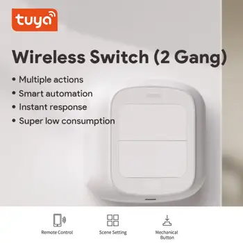 Tuya ZigBee/Wi-Fi Беспроводной Переключатель с 6 Сценами, кнопочный передатчик с батарейным питанием, Интеллектуальная автоматизация приложений, 2 банды для умной жизни