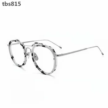 Новый фирменный дизайн, ретро Круглая оправа для очков пилота, мужские и женские оптические очки по рецепту, Классические очки с двойным лучом tbs815