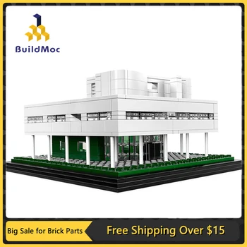 MOC Модель виллы, строительные блоки, Модель дома, Кирпичное мини-здание, Высокотехнологичные 21014, Забавные игрушки 